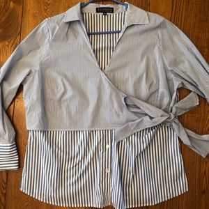 Eloquii mixed patterned button down shirt
